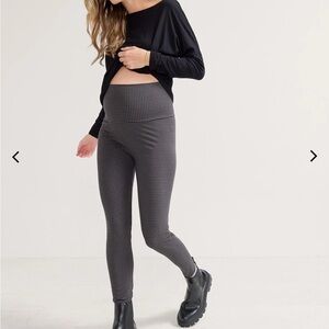 Hatch Before During and After leggings in brown and black